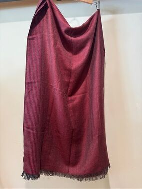 Deep Burgundy Woven Fringe Shawl